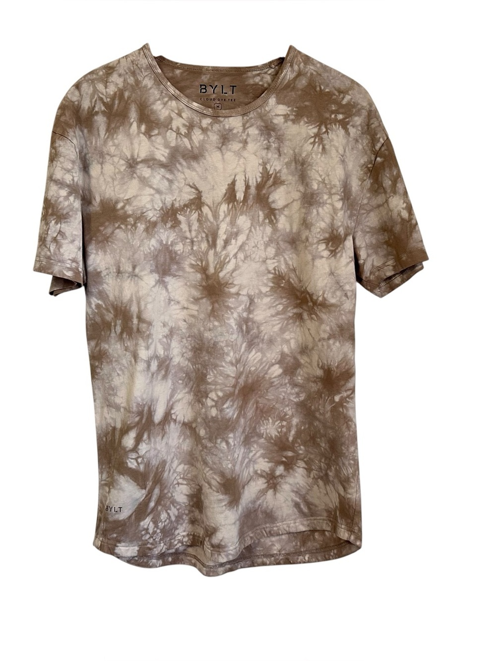 BYLT Mens Cloud Dye Tee Sz Medium Brown White Tie Dye Short Sleeve T-Shirt
